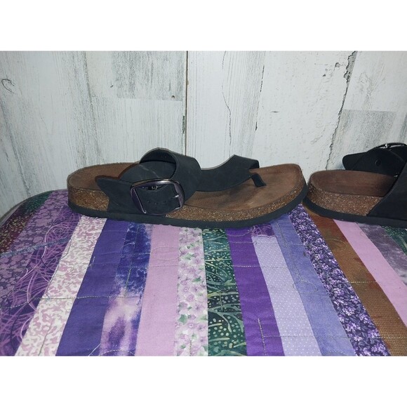 White Mountain Harley Footbed Sandals Black Leather Nubuck womens 9m - Picture 6 of 13